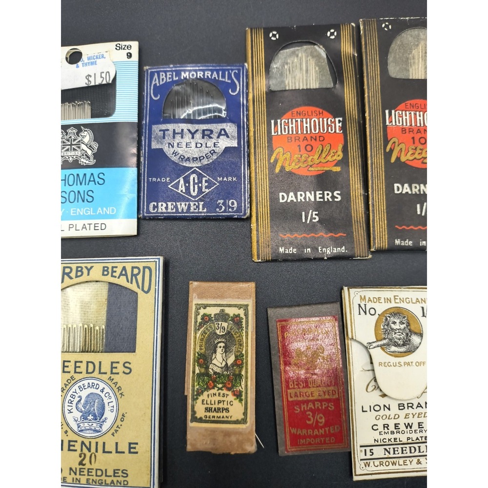 Vintage/Antique 1920s-1960s Sewing Needle Packets Lot of 12, England - Picture 3 of 8